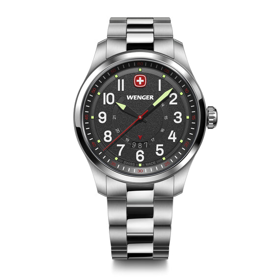 Terragraph 43 mm, Black Dial, Silver Stainless Steel Bracelet, Men's Watch