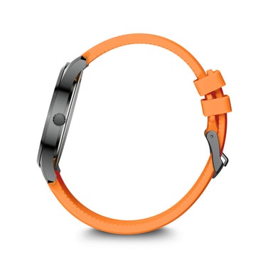 City GMT, 42 mm, Black Dial, Orange Silicone Strap, Men's Watch