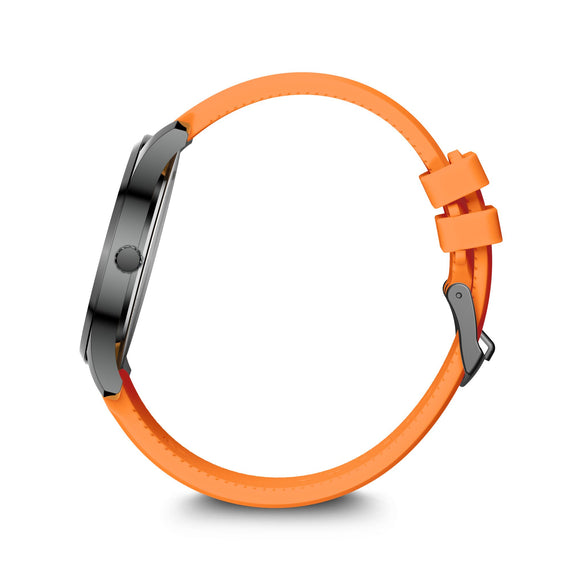 City GMT, 42 mm, Black Dial, Orange Silicone Strap, Men's Watch