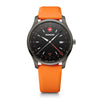 City GMT, 42 mm, Black Dial, Orange Silicone Strap, Men's Watch