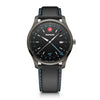 City GMT, 42 mm, Black Dial, Black Leather Strap, Men's Watch