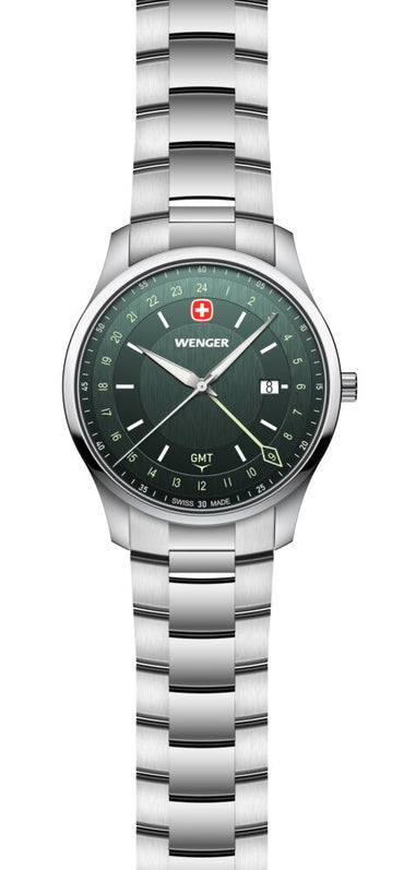 City GMT, 42 mm, Blue Dial, Silver Stainless Steel Bracelet, Men's Watch