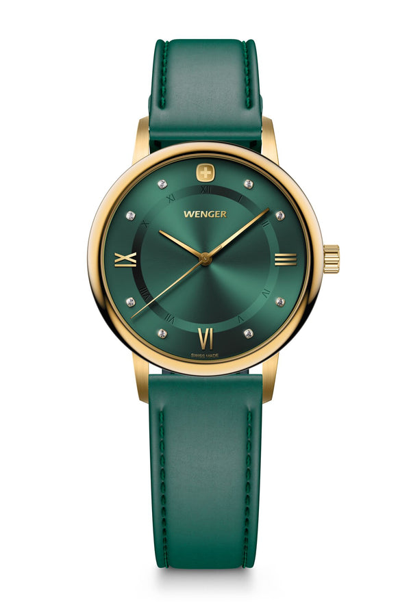 Urban Donnissima, 35 mm, Green Dial, Green Leather Strap, Women's Watch