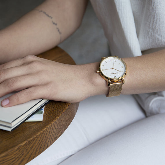 Metropolitan Donnissima 38 mm, White Dial, Mesh Strap, Women's Watch