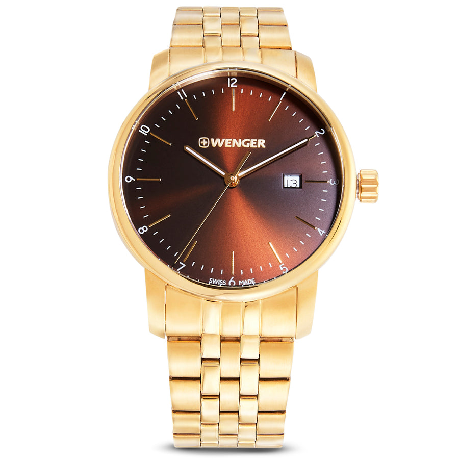 Urban Classic 42 mm, Brown Dial, Gold SS Bracelet, Men's Watch