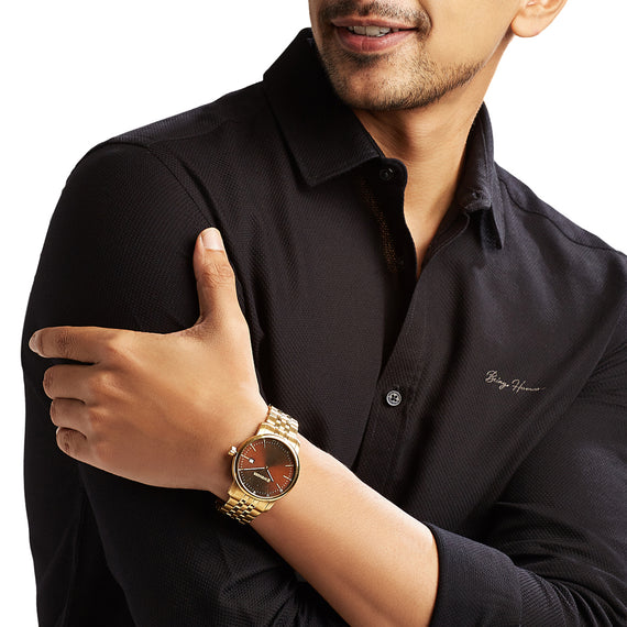 Urban Classic 42 mm, Brown Dial, Gold SS Bracelet, Men's Watch