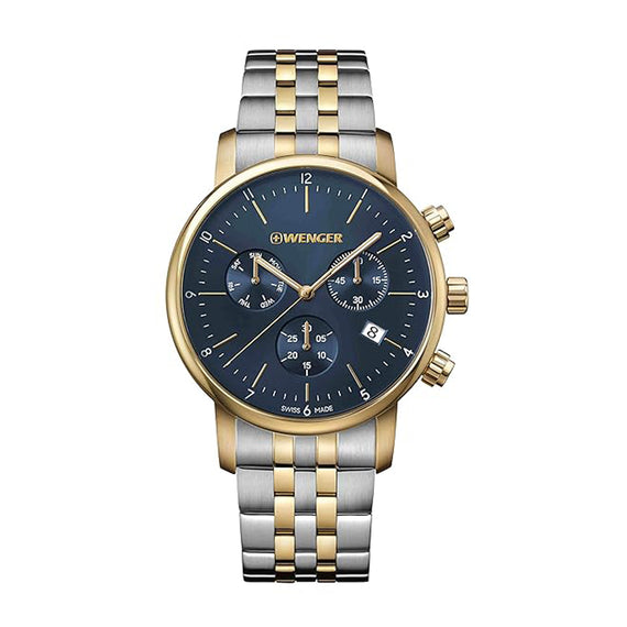 Urban Classic Chrono  44 mm, Blue Dial, Silver/Gold SS Bracelet, Men's Watch