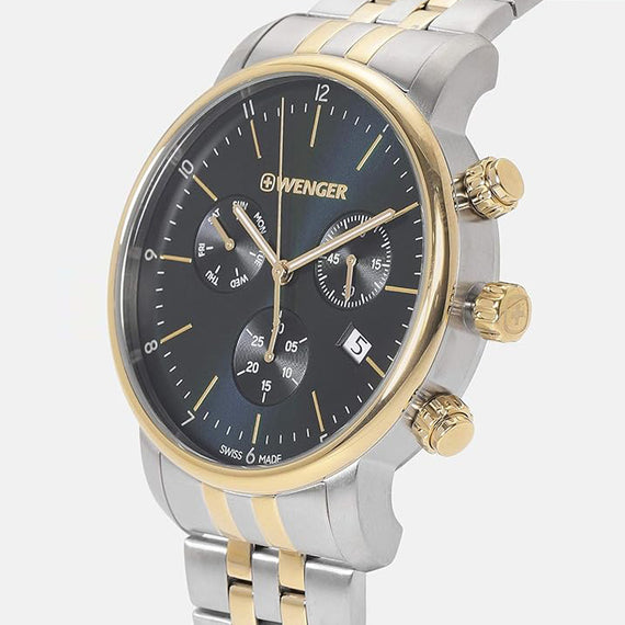 Urban Classic Chrono  44 mm, Blue Dial, Silver/Gold SS Bracelet, Men's Watch