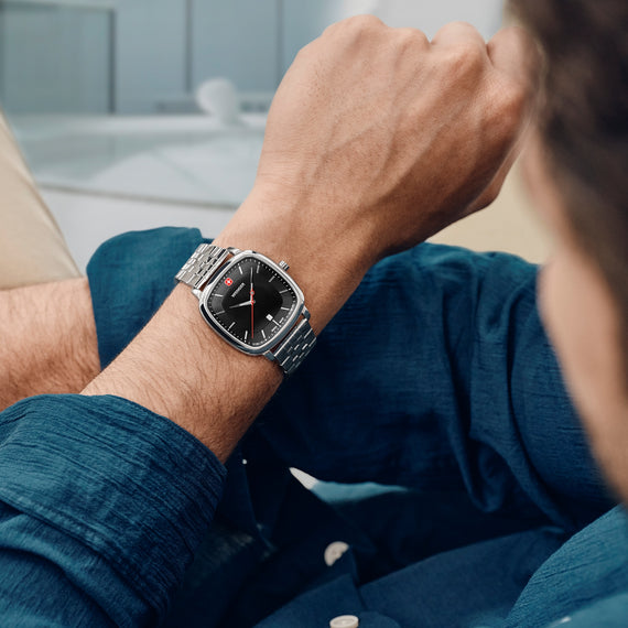 Vintage Classic Blue Dial, 37mm, Stainless Steel Strap, Men's Watch