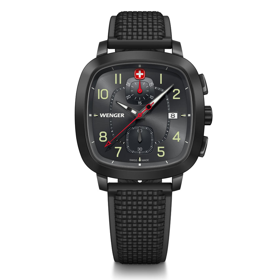 Vintage Sport Chrono 40 mm, Grey Dial, Silicone Strap, Men's Watch