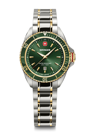 Executive, 34 mm, Green Dial, Silver/Gold Stainless Steel Bracelet, Women's Watch