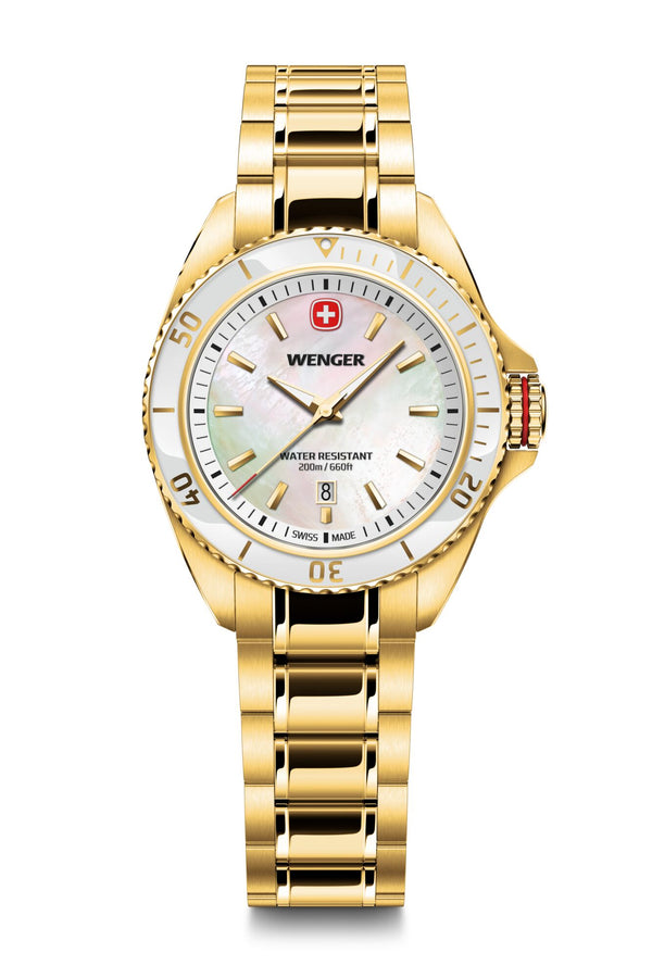 Executive, 34 mm, White Dial, Gold Stainless Steel Bracelet, Women's Watch