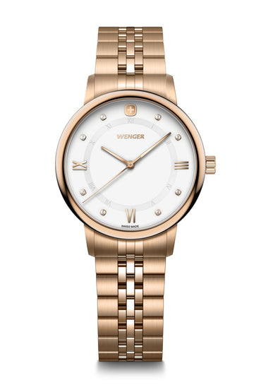 Urban Donnissima, 35 mm, White Dial, Rose-Gold Stainless Steel Bracelet, Women's Watch