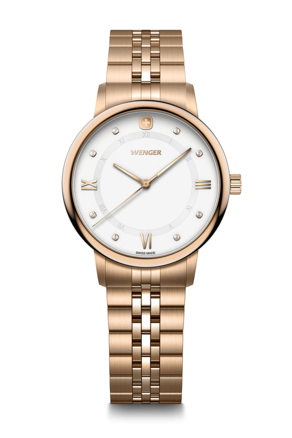 Urban Donnissima, 35 mm, White Dial, Rose-Gold Stainless Steel Bracelet, Women's Watch