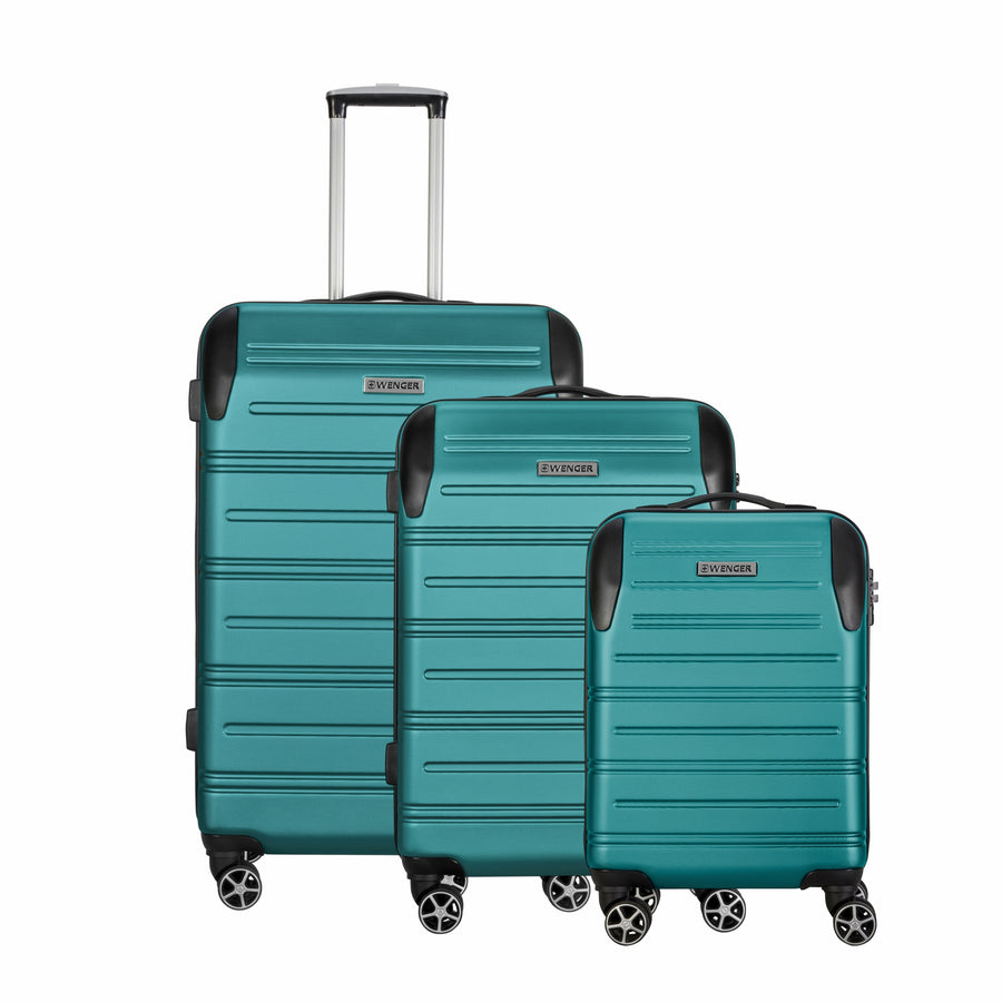 3 Pc Static Pro Cabin, Medium, Large Hardside Luggage ABS Teal