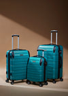 3 Pc Static Pro Cabin, Medium, Large Hardside Luggage ABS Teal