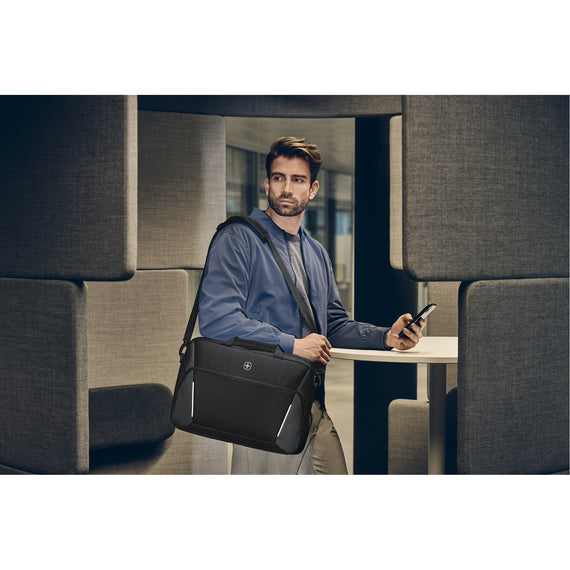 XE, XE Compact Brief 16 inch Laptop Briefcase, Black