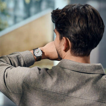 Terragraph Chrono 43 mm,  White Dial, Leather Strap, Men's Watch