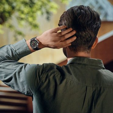 Terragraph Chrono 43 mm,  Black Dial, Leather Strap, Men's Watch