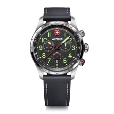 Terragraph Chrono 43 mm,  Black Dial, Leather Strap, Men's Watch