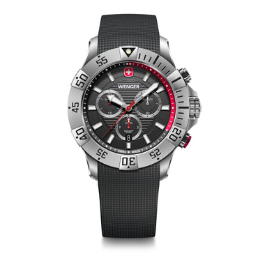 Seaforce Chrono 43 mm, Black Dial, Black Silicone Strap, Men's Watch