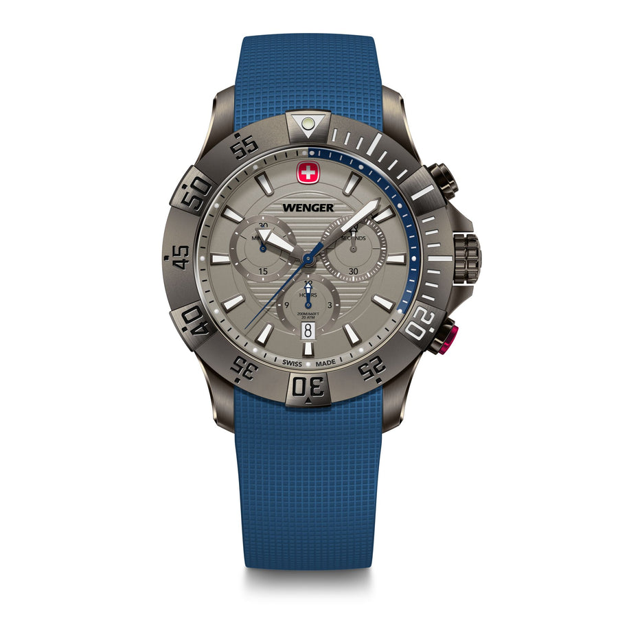 Seaforce Chrono  43 mm, Grey Dial, Blue Silicone Strap, Men's Watch