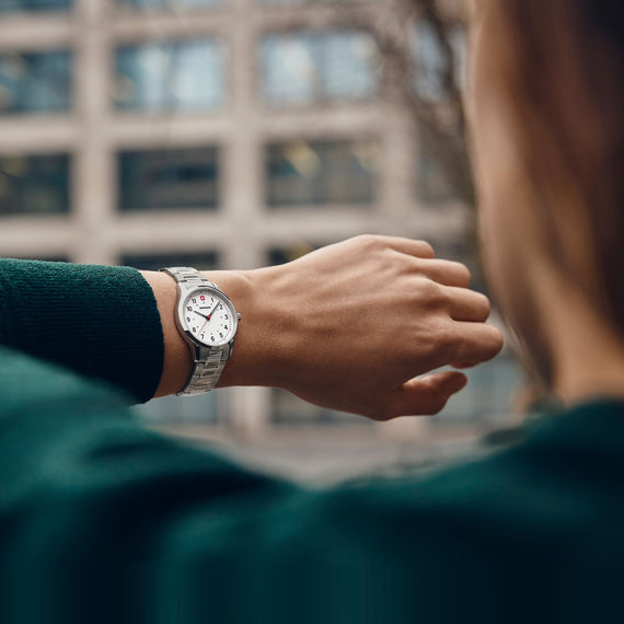 City Sport  34 mm, White Dial, SS Bracelet, Women's Watch