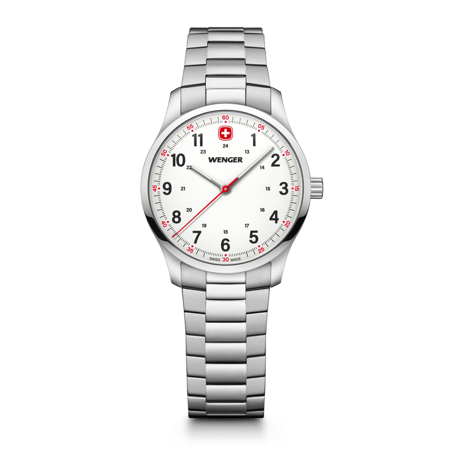 City Sport  34 mm, White Dial, SS Bracelet, Women's Watch