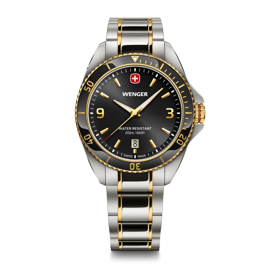 Executive 40 mm, Black Dial, silver/gold SS Bracelet, Men's Watch