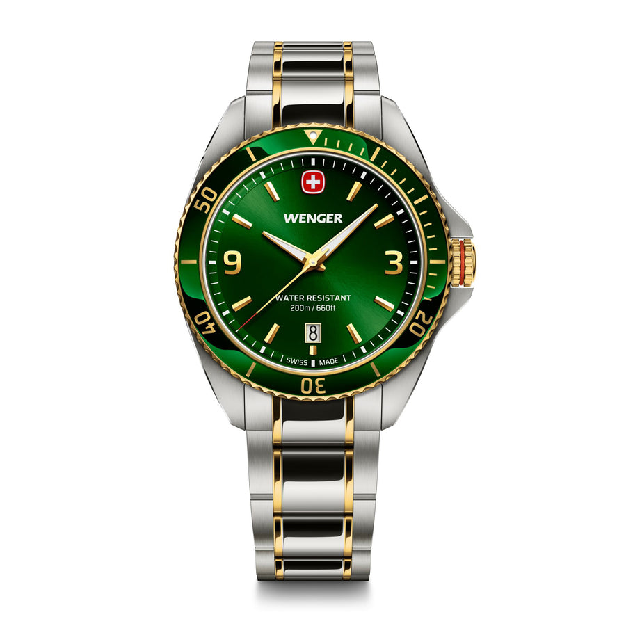 Executive 40 mm, Green Dial, silver/gold SS Bracelet, Men's Watch
