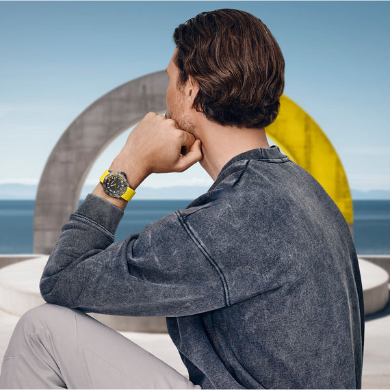 Seaforce  43 mm, Black Dial, Yellow Silicone Strap, Men's Watch